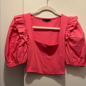 Zara Pink Puff Sleeve Blouse